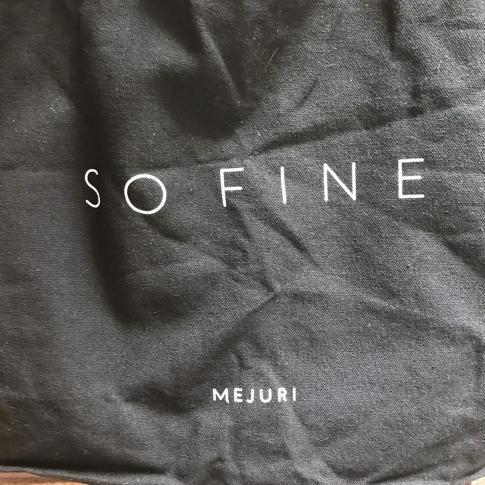 Mejuri So Fine Canvas Tote Bag Medium Sized Blaxck Graphic Print